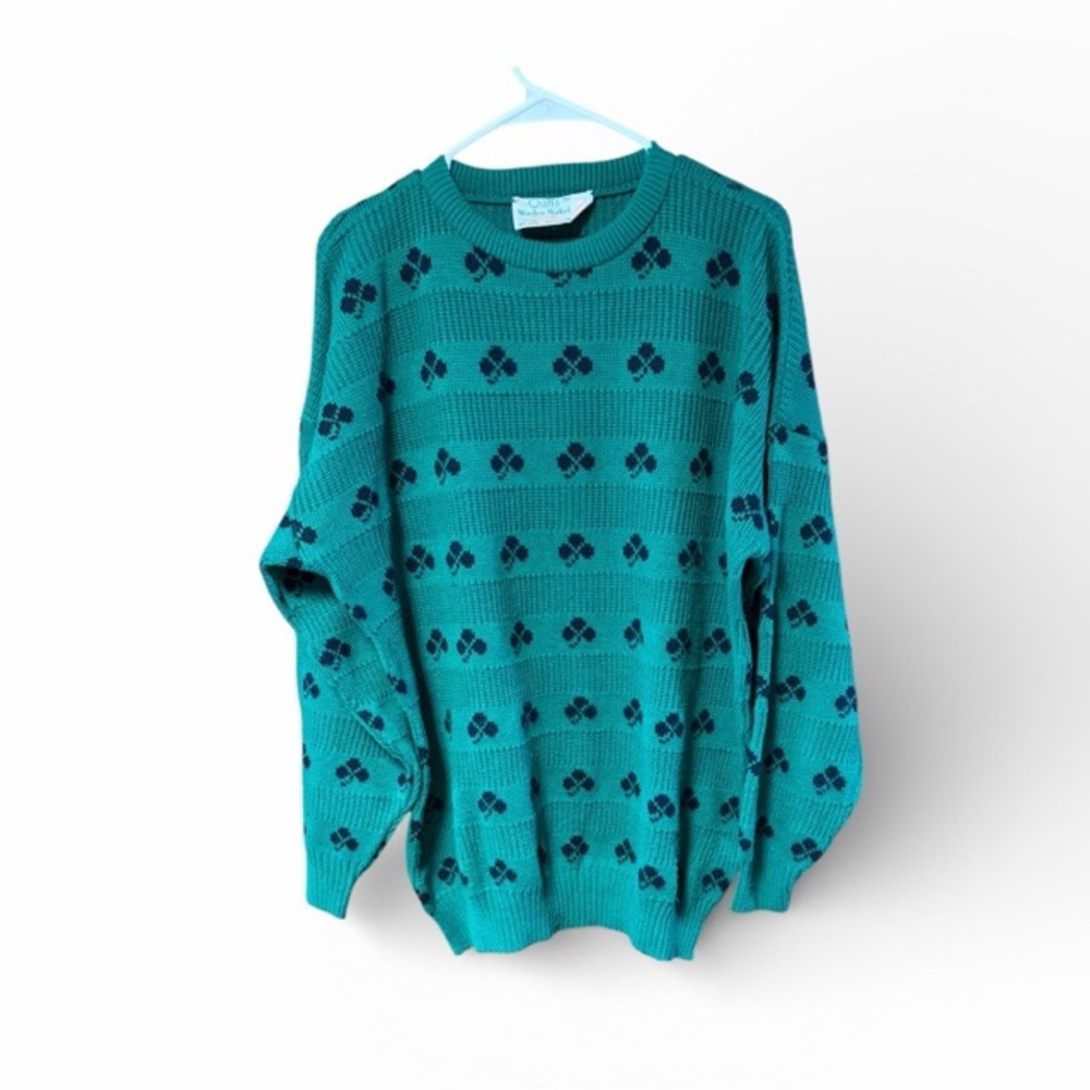 Quill’s‎ Woollen Market Vintage Shamrock Clover Knit Irish Sweater